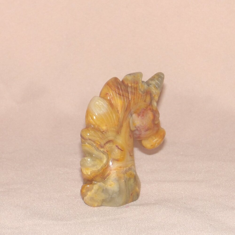 Multicolor AGATE Unicorn Carving • Polished Crystal Figurine • Stone Sculpture - Picture 3 of 8